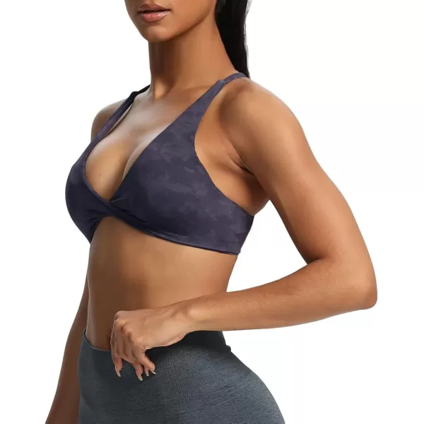 Aoxjox Womens Workout Sports Bras Fitness Backless Padded Sienna Low Impact Bra Yoga Crop Tank TopCloud Navy