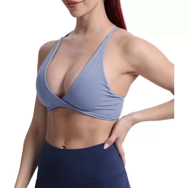 Aoxjox Womens Workout Sports Bras Fitness Backless Padded Sienna Low Impact Bra Yoga Crop Tank TopLazuli