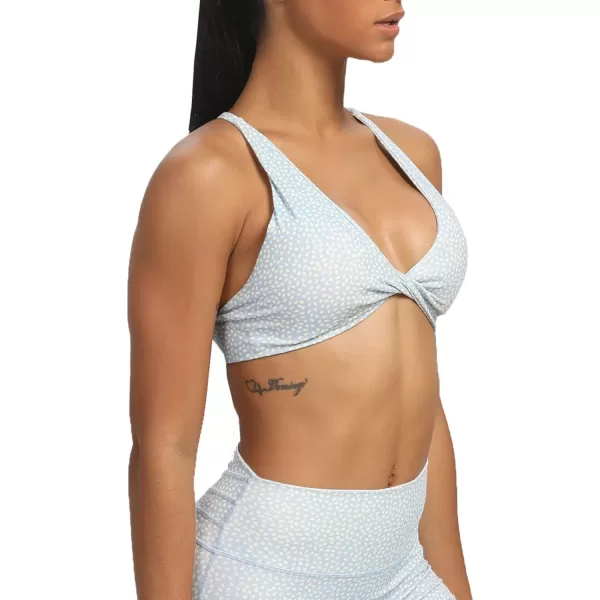 Aoxjox Womens Workout Sports Bras Fitness Backless Padded Sienna Low Impact Bra Yoga Crop Tank TopLight Blue Dot Print