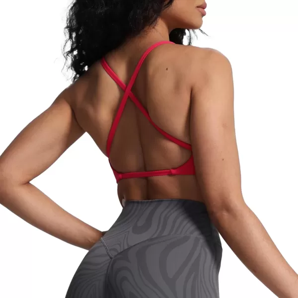 Aoxjox Womens Workout Sports Bras Fitness Backless Padded Sienna Low Impact Bra Yoga Crop Tank TopLove Potion