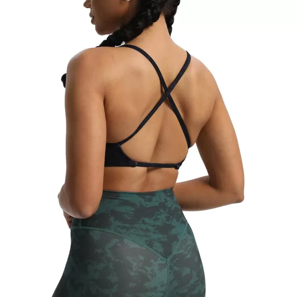 Aoxjox Womens Workout Sports Bras Fitness Backless Padded Sienna Low Impact Bra Yoga Crop Tank TopMidnight Leaf Print