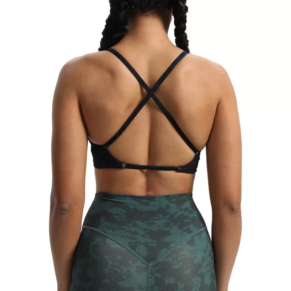 Aoxjox Womens Workout Sports Bras Fitness Backless Padded Sienna Low Impact Bra Yoga Crop Tank TopMidnight Leaf Print