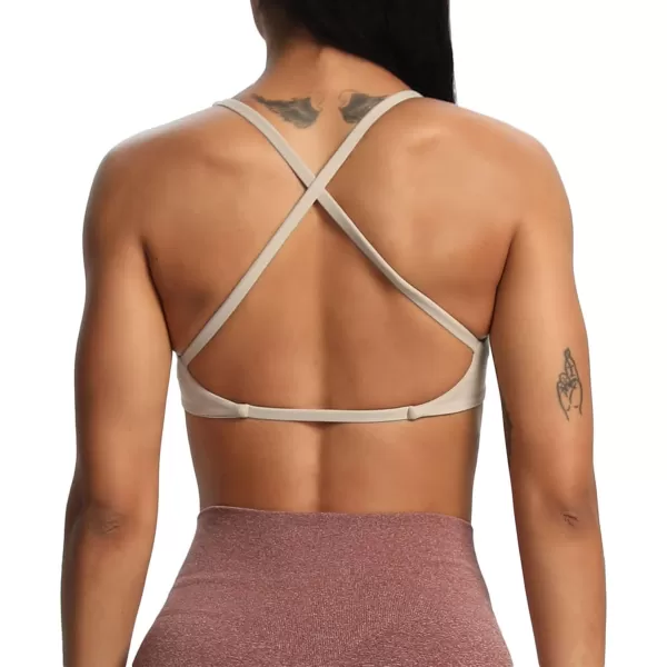 Aoxjox Womens Workout Sports Bras Fitness Backless Padded Sienna Low Impact Bra Yoga Crop Tank TopMink