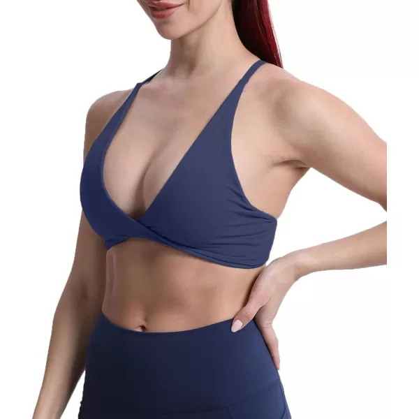 Aoxjox Womens Workout Sports Bras Fitness Backless Padded Sienna Low Impact Bra Yoga Crop Tank TopNavy