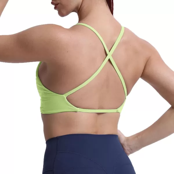 Aoxjox Womens Workout Sports Bras Fitness Backless Padded Sienna Low Impact Bra Yoga Crop Tank TopParadise Green