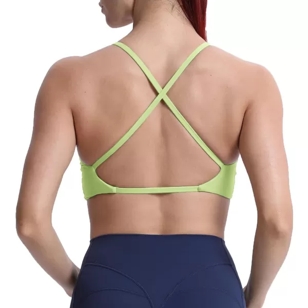 Aoxjox Womens Workout Sports Bras Fitness Backless Padded Sienna Low Impact Bra Yoga Crop Tank TopParadise Green