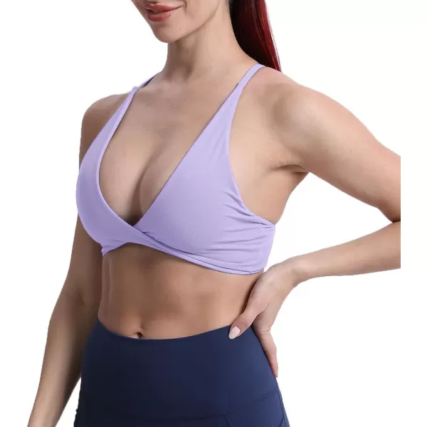 Aoxjox Womens Workout Sports Bras Fitness Backless Padded Sienna Low Impact Bra Yoga Crop Tank TopPurple Heather