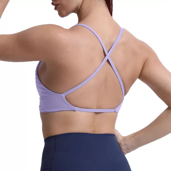 Aoxjox Womens Workout Sports Bras Fitness Backless Padded Sienna Low Impact Bra Yoga Crop Tank TopPurple Heather