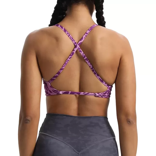 Aoxjox Womens Workout Sports Bras Fitness Backless Padded Sienna Low Impact Bra Yoga Crop Tank TopPurple Leaf Print