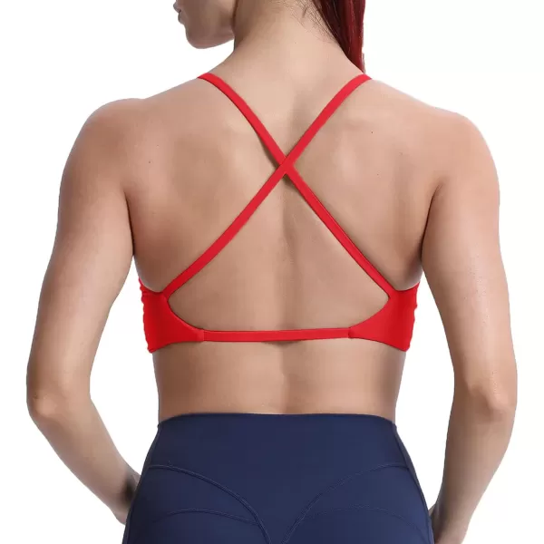 Aoxjox Womens Workout Sports Bras Fitness Backless Padded Sienna Low Impact Bra Yoga Crop Tank TopRacing Red