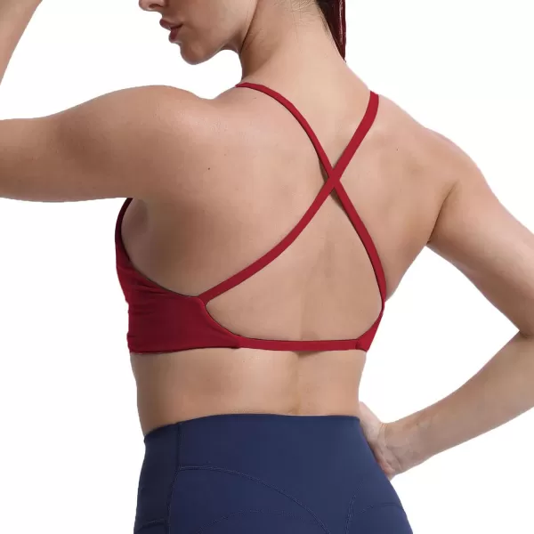 Aoxjox Womens Workout Sports Bras Fitness Backless Padded Sienna Low Impact Bra Yoga Crop Tank TopRumba Red