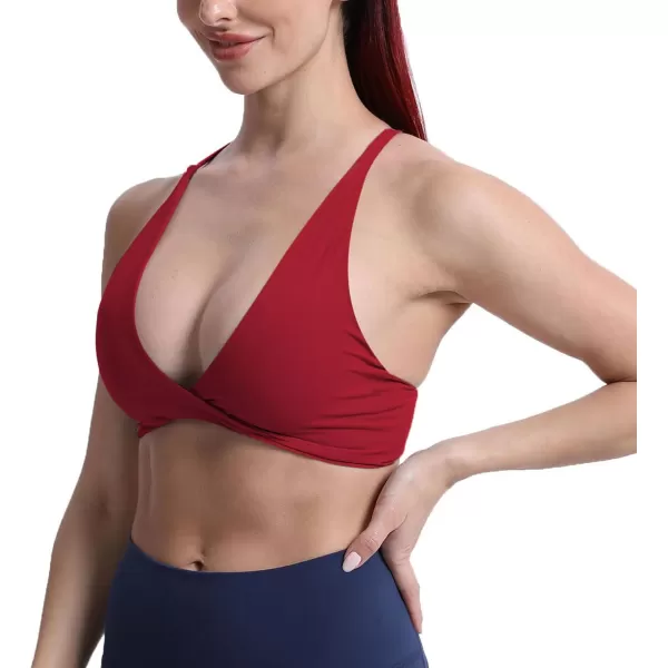 Aoxjox Womens Workout Sports Bras Fitness Backless Padded Sienna Low Impact Bra Yoga Crop Tank TopRumba Red