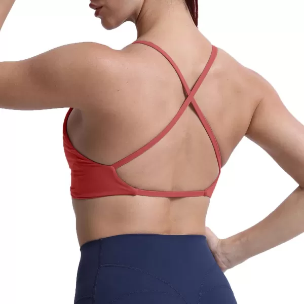 Aoxjox Womens Workout Sports Bras Fitness Backless Padded Sienna Low Impact Bra Yoga Crop Tank TopRust Red