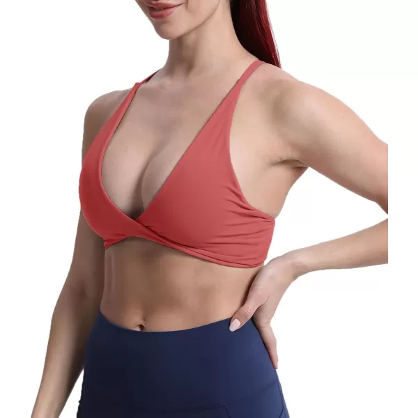 Aoxjox Womens Workout Sports Bras Fitness Backless Padded Sienna Low Impact Bra Yoga Crop Tank TopRust Red