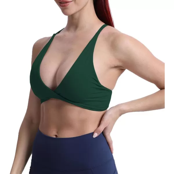 Aoxjox Womens Workout Sports Bras Fitness Backless Padded Sienna Low Impact Bra Yoga Crop Tank TopStorm Green