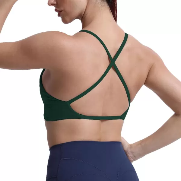 Aoxjox Womens Workout Sports Bras Fitness Backless Padded Sienna Low Impact Bra Yoga Crop Tank TopStorm Green