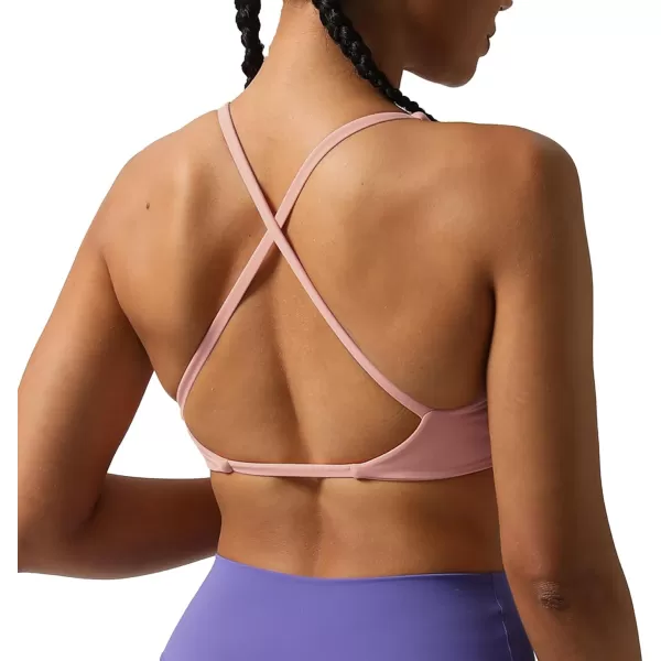 Aoxjox Womens Workout Sports Bras Fitness Backless Padded Sienna Low Impact Bra Yoga Crop Tank TopWoodrose
