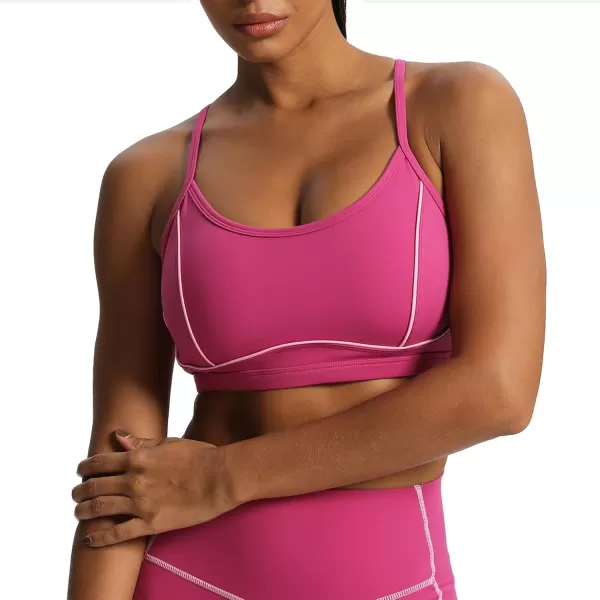 Aoxjox Womens Workout Sports Bras Fitness Backless Padded Training Gym Lexi Lined Bra Yoga Crop Tank TopBaton Red Mauve