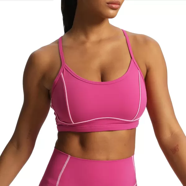 Aoxjox Womens Workout Sports Bras Fitness Backless Padded Training Gym Lexi Lined Bra Yoga Crop Tank TopBaton Red Mauve