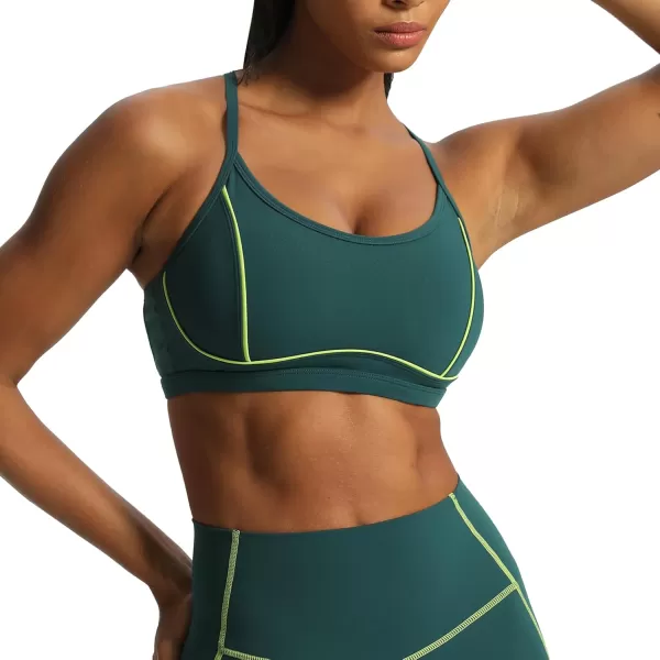 Aoxjox Womens Workout Sports Bras Fitness Backless Padded Training Gym Lexi Lined Bra Yoga Crop Tank TopDark Sea GreenLime Green