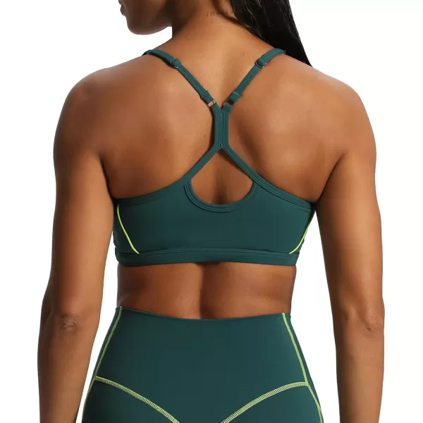 Aoxjox Womens Workout Sports Bras Fitness Backless Padded Training Gym Lexi Lined Bra Yoga Crop Tank TopDark Sea GreenLime Green