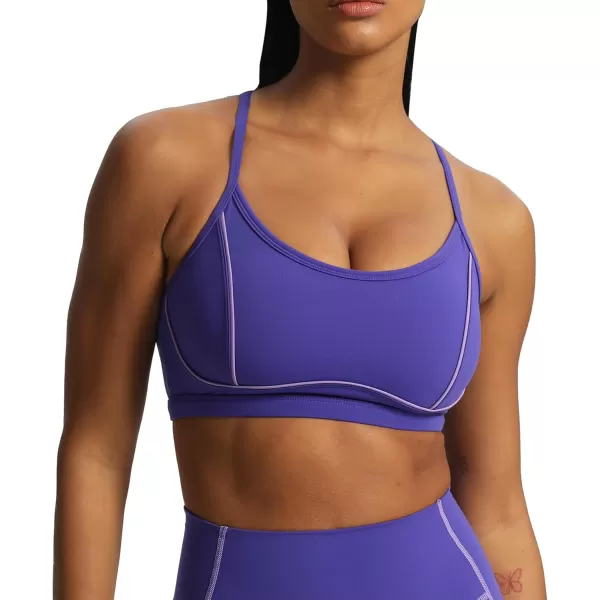 Aoxjox Womens Workout Sports Bras Fitness Backless Padded Training Gym Lexi Lined Bra Yoga Crop Tank TopDeep Blue Paisley Purple