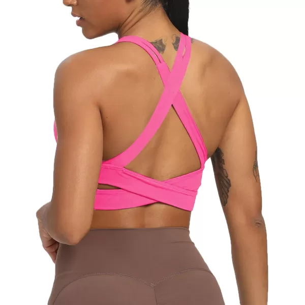 Aoxjox Womens Workout Sports Bras Fitness Backless Padded Trainning Infinity Active Gym Bra Yoga Crop Tank TopAzalea Pink