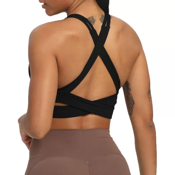Aoxjox Womens Workout Sports Bras Fitness Backless Padded Trainning Infinity Active Gym Bra Yoga Crop Tank TopBlack New