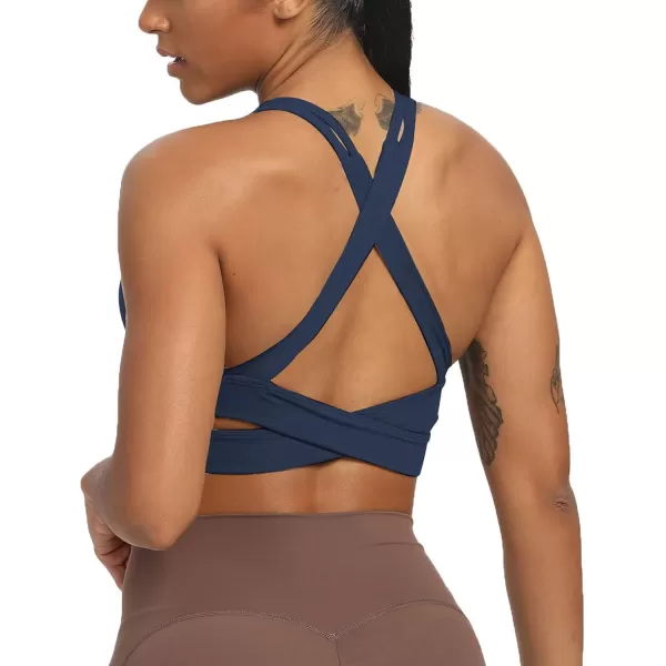 Aoxjox Womens Workout Sports Bras Fitness Backless Padded Trainning Infinity Active Gym Bra Yoga Crop Tank TopNavy