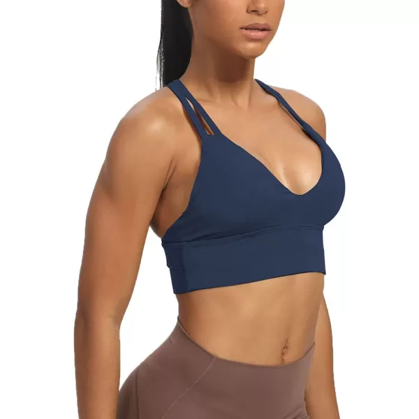 Aoxjox Womens Workout Sports Bras Fitness Backless Padded Trainning Infinity Active Gym Bra Yoga Crop Tank TopNavy
