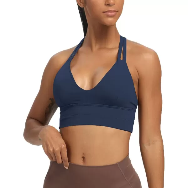 Aoxjox Womens Workout Sports Bras Fitness Backless Padded Trainning Infinity Active Gym Bra Yoga Crop Tank TopNavy