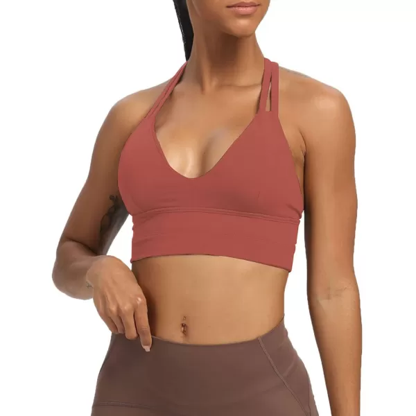 Aoxjox Womens Workout Sports Bras Fitness Backless Padded Trainning Infinity Active Gym Bra Yoga Crop Tank TopRust Red