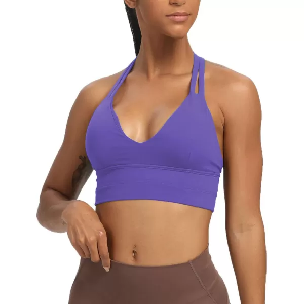 Aoxjox Womens Workout Sports Bras Fitness Backless Padded Trainning Infinity Active Gym Bra Yoga Crop Tank TopViolet
