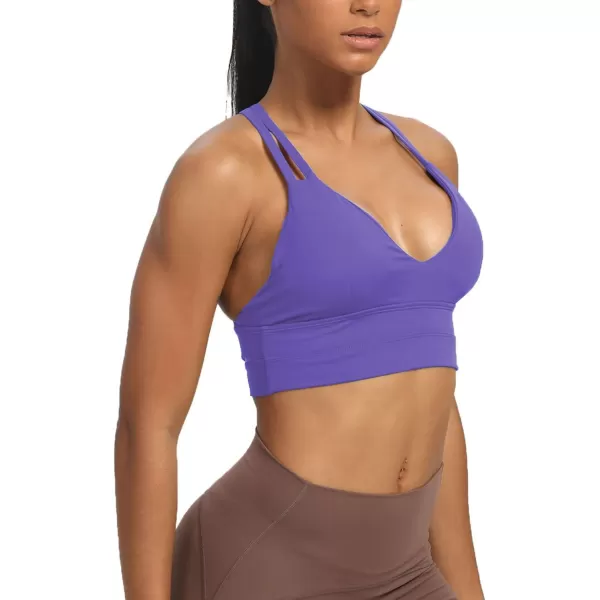 Aoxjox Womens Workout Sports Bras Fitness Backless Padded Trainning Infinity Active Gym Bra Yoga Crop Tank TopViolet