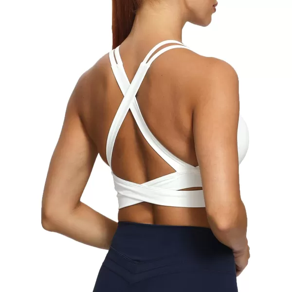 Aoxjox Womens Workout Sports Bras Fitness Backless Padded Trainning Infinity Active Gym Bra Yoga Crop Tank TopWhite New