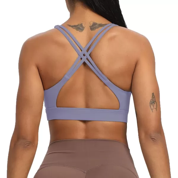 Aoxjox Womens Workout Sports Bras Fitness MediumHigh Cross Back Sporty Padded Bra Yoga Crop Tank TopLazuli