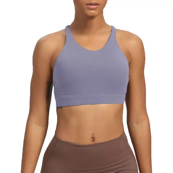 Aoxjox Womens Workout Sports Bras Fitness MediumHigh Cross Back Sporty Padded Bra Yoga Crop Tank TopLazuli