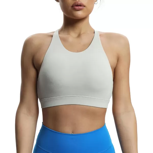 Aoxjox Womens Workout Sports Bras Fitness MediumHigh Cross Back Sporty Padded Bra Yoga Crop Tank TopMink
