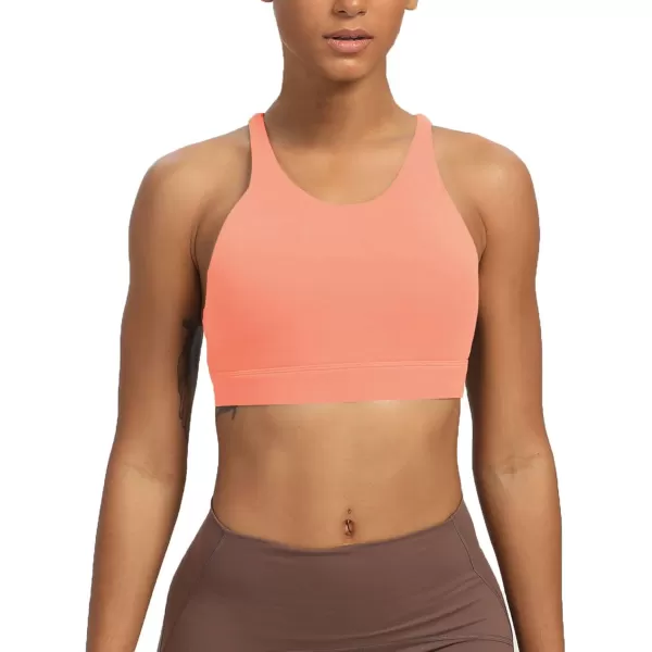 Aoxjox Womens Workout Sports Bras Fitness MediumHigh Cross Back Sporty Padded Bra Yoga Crop Tank TopPapaya