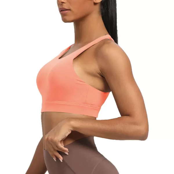 Aoxjox Womens Workout Sports Bras Fitness MediumHigh Cross Back Sporty Padded Bra Yoga Crop Tank TopPapaya