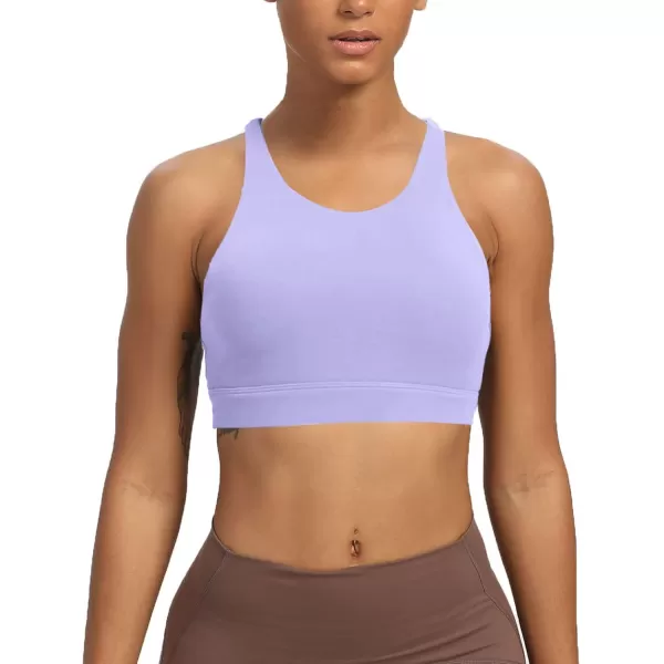 Aoxjox Womens Workout Sports Bras Fitness MediumHigh Cross Back Sporty Padded Bra Yoga Crop Tank TopPurple Heather