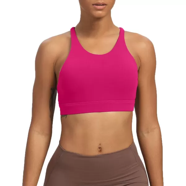 Aoxjox Womens Workout Sports Bras Fitness MediumHigh Cross Back Sporty Padded Bra Yoga Crop Tank TopRose Red