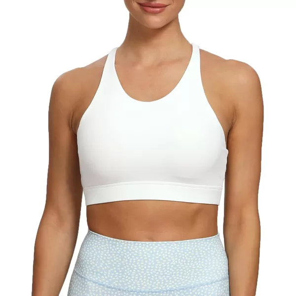 Aoxjox Womens Workout Sports Bras Fitness MediumHigh Cross Back Sporty Padded Bra Yoga Crop Tank TopWhite