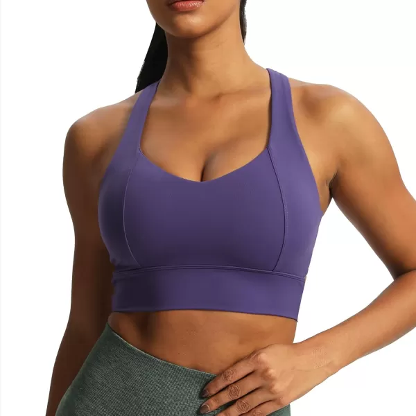 Aoxjox Womens Workout Sports Bras Racerback Training Gym Chrissy Cross Bra Yoga Crop Tank TopMulberry Purple