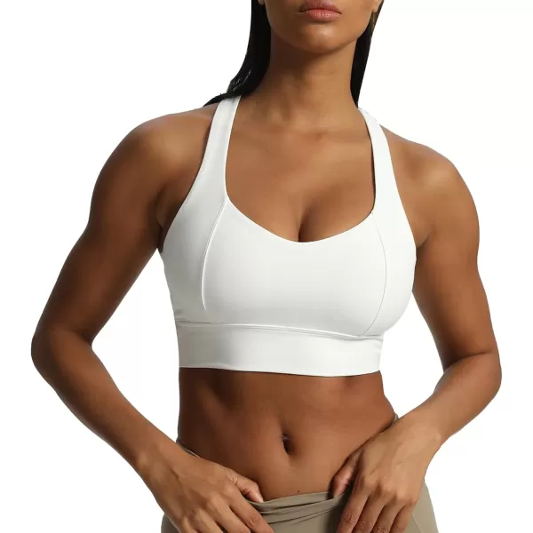 Aoxjox Womens Workout Sports Bras Racerback Training Gym Chrissy Cross Bra Yoga Crop Tank TopWhite