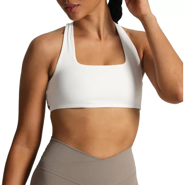 imageAoxjox Womens Workout Sports Bras Square Neck Emma Cross Back Fitness Padded Training Gym Bra Yoga Crop Tank TopWhite