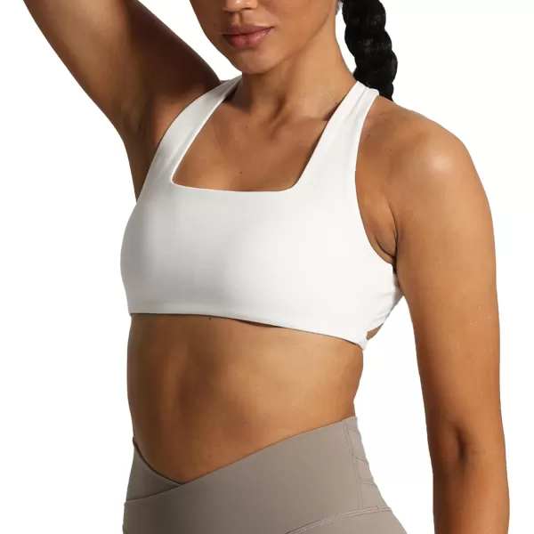 imageAoxjox Womens Workout Sports Bras Square Neck Emma Cross Back Fitness Padded Training Gym Bra Yoga Crop Tank TopWhite