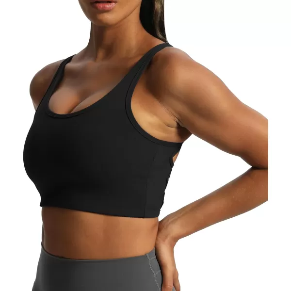 Aoxjox Womens Workout Thalia Tie Sports Bras Crisscross Back Fitness Training Gym Bra Yoga Crop Tank TopBlack