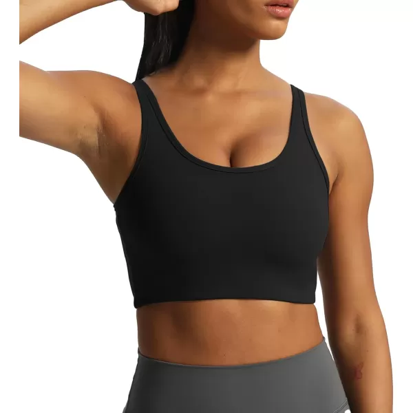 Aoxjox Womens Workout Thalia Tie Sports Bras Crisscross Back Fitness Training Gym Bra Yoga Crop Tank TopBlack