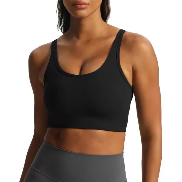 Aoxjox Womens Workout Thalia Tie Sports Bras Crisscross Back Fitness Training Gym Bra Yoga Crop Tank TopBlack